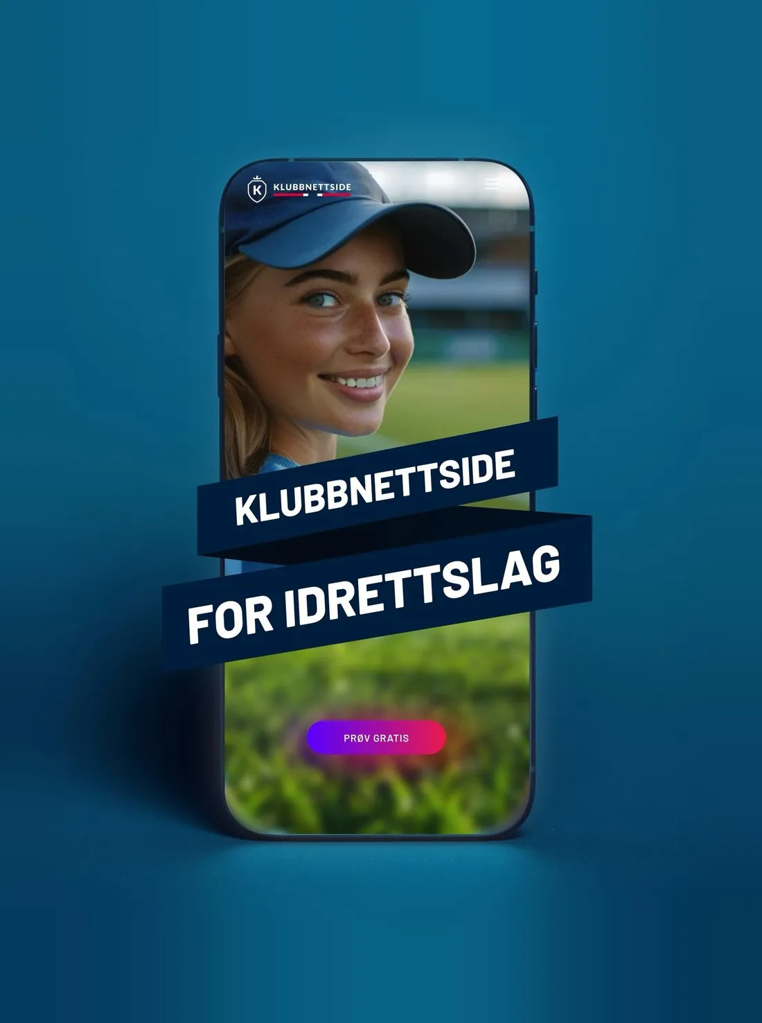 Klubbnettside vist på en mobiltelefon